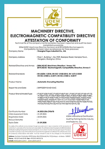 Certificado CE de nuestra máquina de relleno