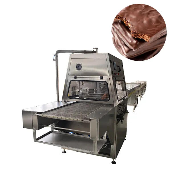 Bañadora con túnel enfriado de chocolate